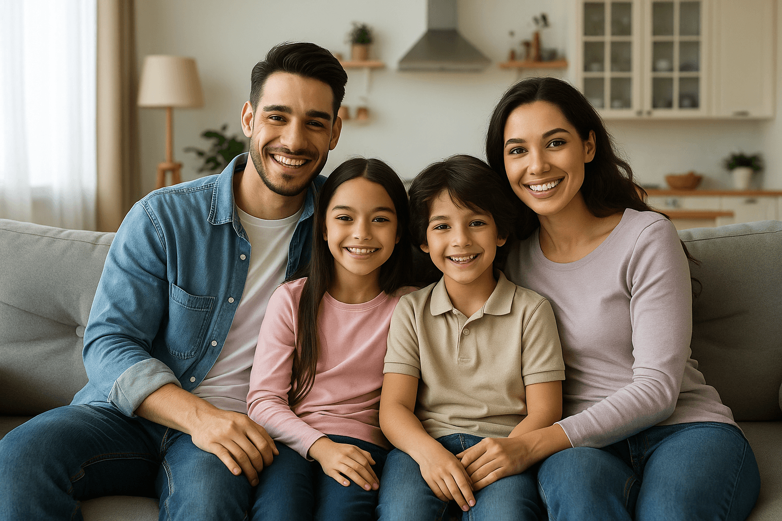 Família feliz em casa